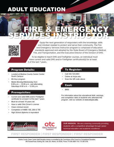 Fire Instructor Label Fire & Emergency Services Instructor – Medina County Career Center